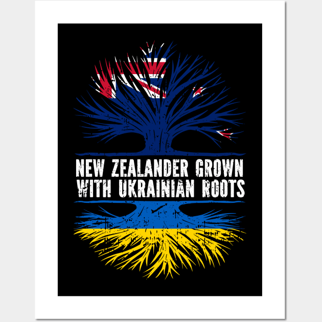 New Zealander Grown with Ukrainian Roots Flag Wall Art by silvercoin